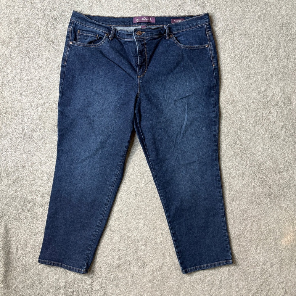 Gloria Vanderbilt Amanda Tapered Jeans 18WS Dark Blue Stretch Denim